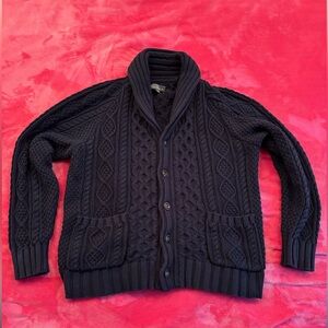 Men's LL Bean Navy 100% Cotton Cable Knit Sweater